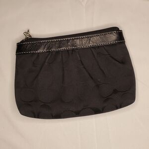 Coach black signature canvas and leather wristlet